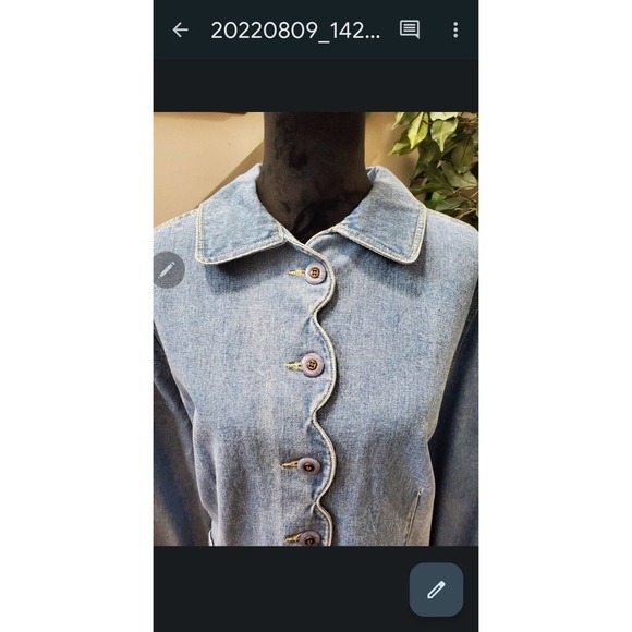 Vintage Roaman's Scallop Blue 100% Cotton Long Sleeve Buttons Front Jacket 20W - Picture 2 of 10